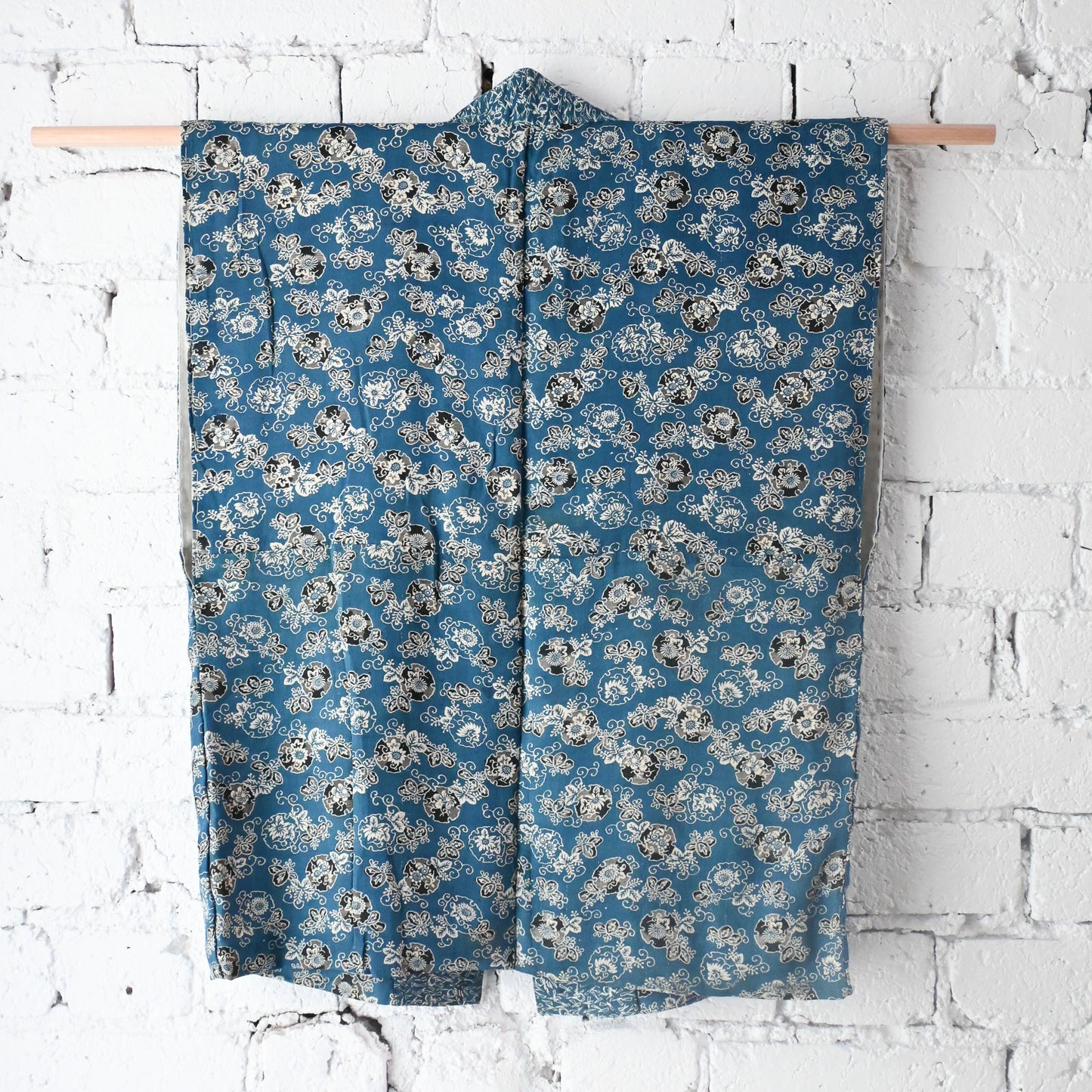 Antique Indigo Katazome Silk Hanjuban