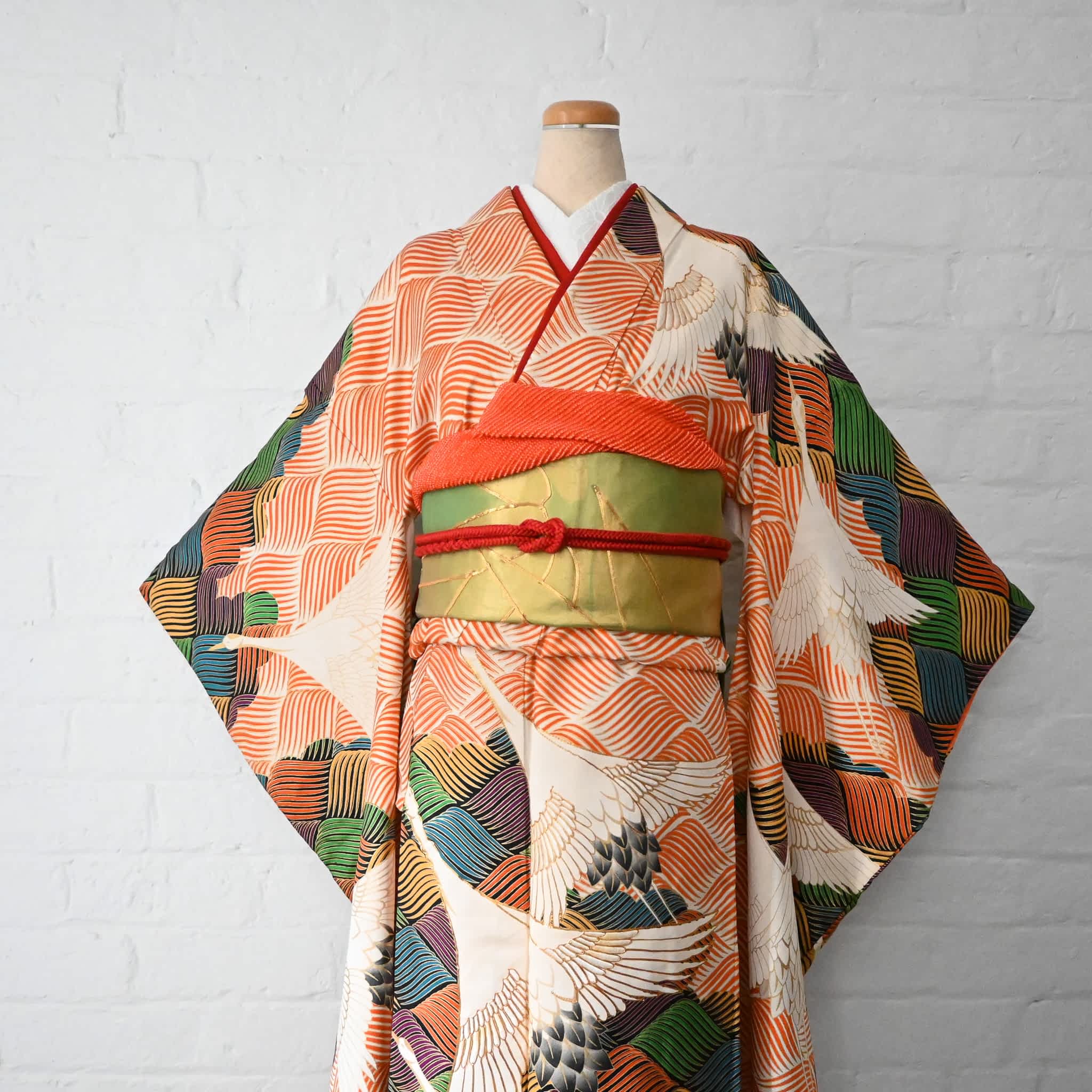 Japanese vintage furisode kimono outlet